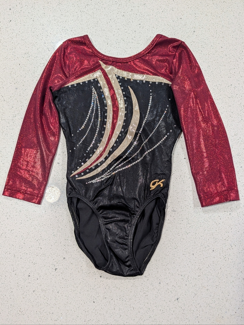 COMPETITION TEAM GK Elite gymnastics Leotard Small 3/4 ASU Maroon RHINESTONES